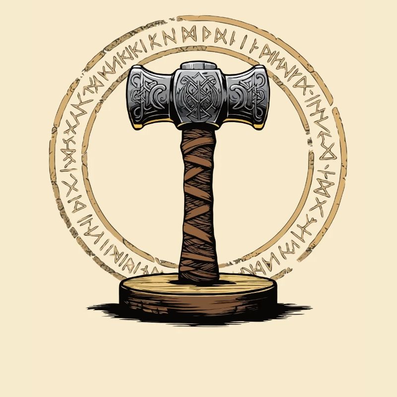 Viking Hammer Warrior Valhalla Runic Circle Thor