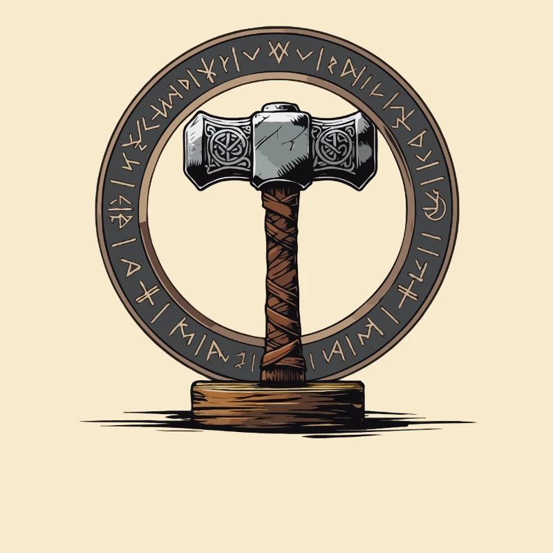 Viking Hammer Warrior Valhalla Runic Circle Thor
