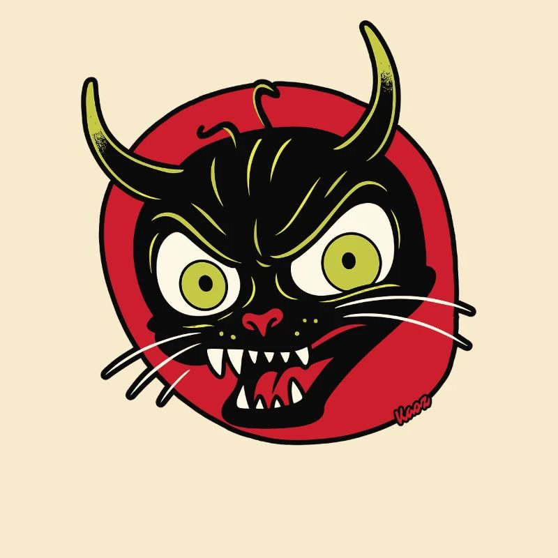 Devilish grimace of a devil cat