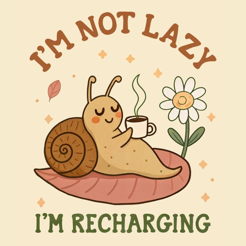 Im not Lazy Im recharging funny Snail drink Coffee