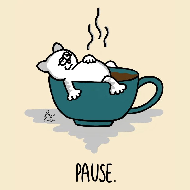 Pause - Chill - Temps pour soi - Heure du café - Chat