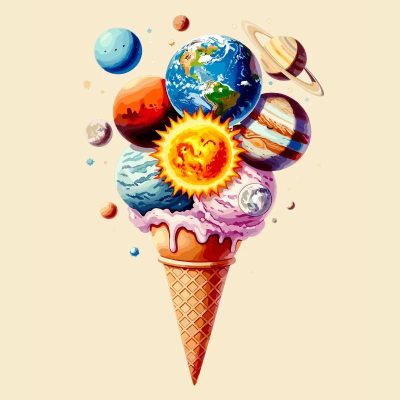 Planeten Eiscreme Waffel Eis