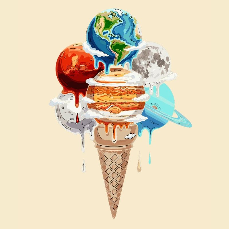 Planeten Eiscreme Kosmische Einskugel