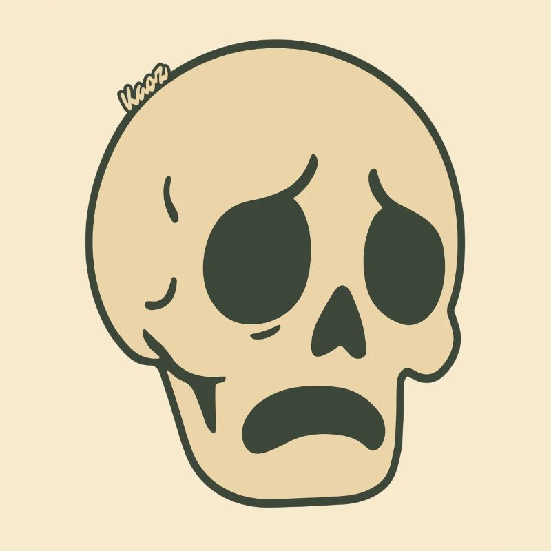 Sad Skull Comic Sticker Design