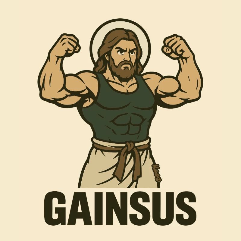 Saint musclé avec pose de bodybuilder