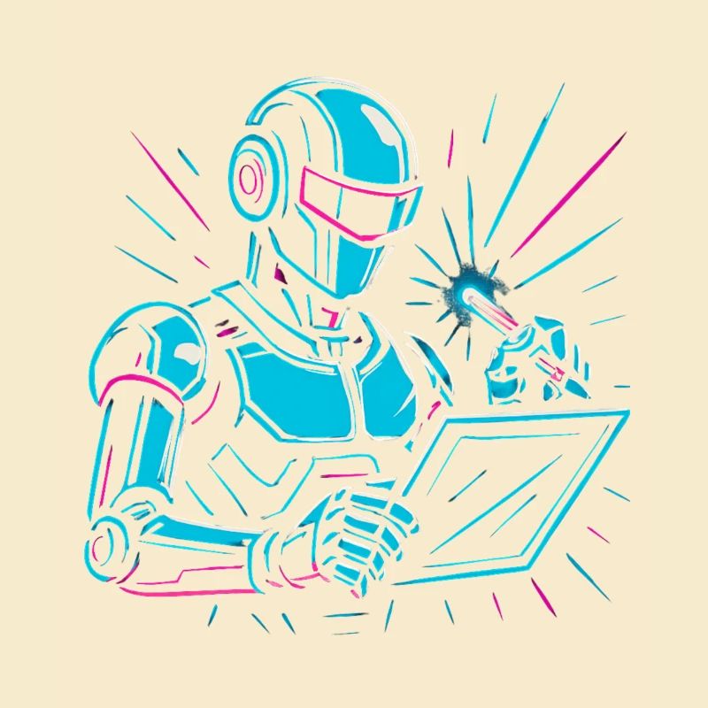Roboter mit Laptop & Stift