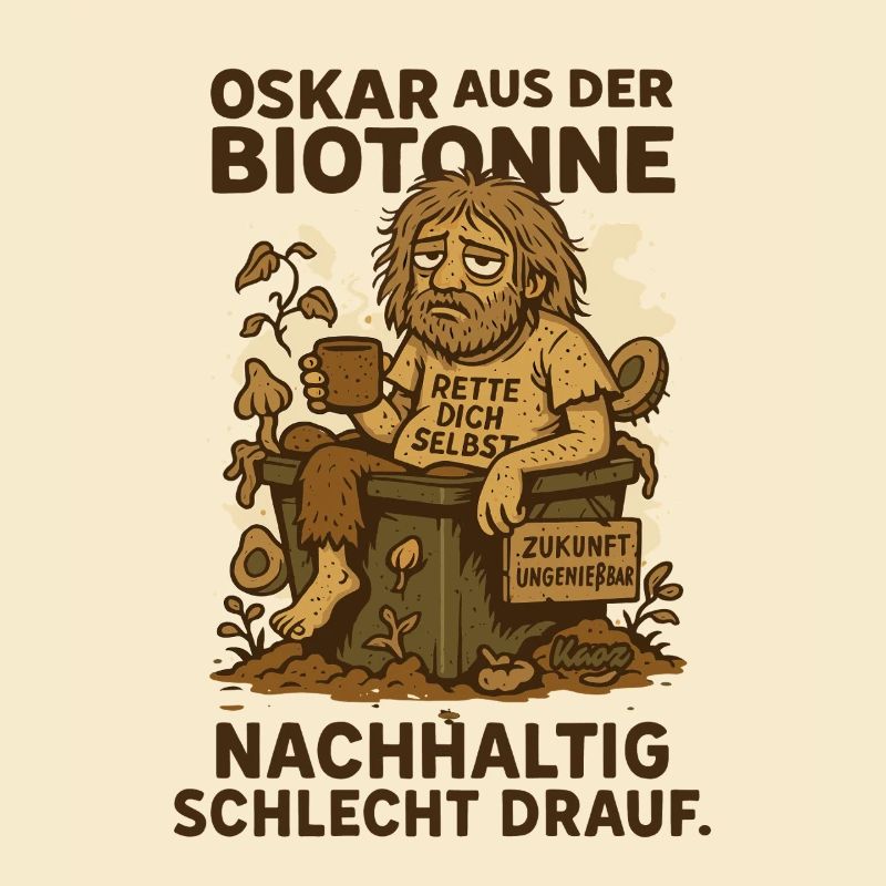Oskar aus der Biotonne mit Spruch und Müll