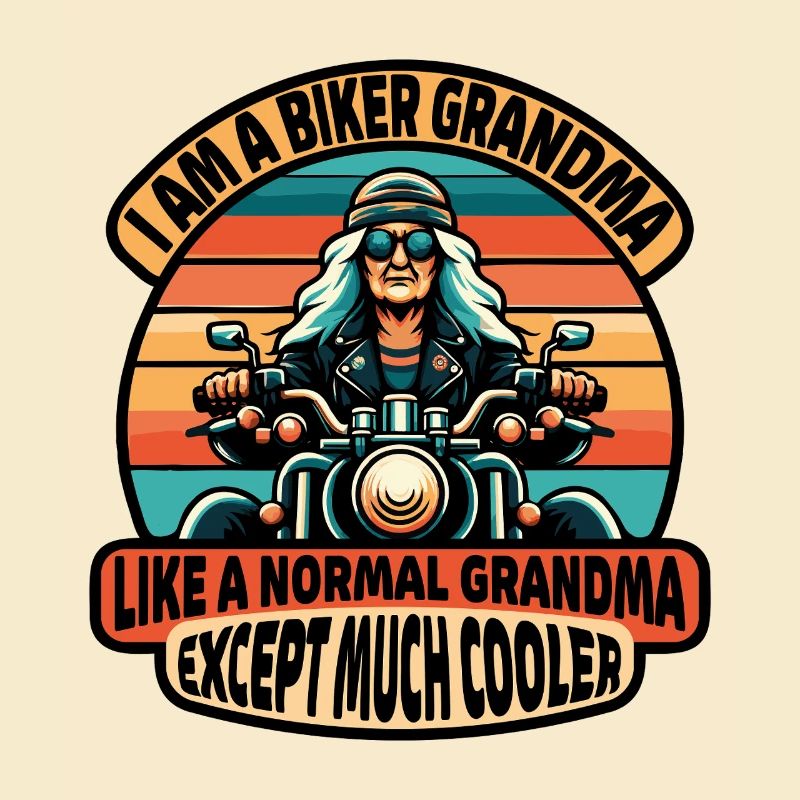 Biker-Oma mit cooler Attitüde