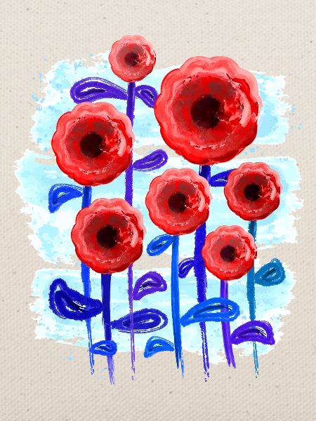 Rote Blumen (Wasserfarben)