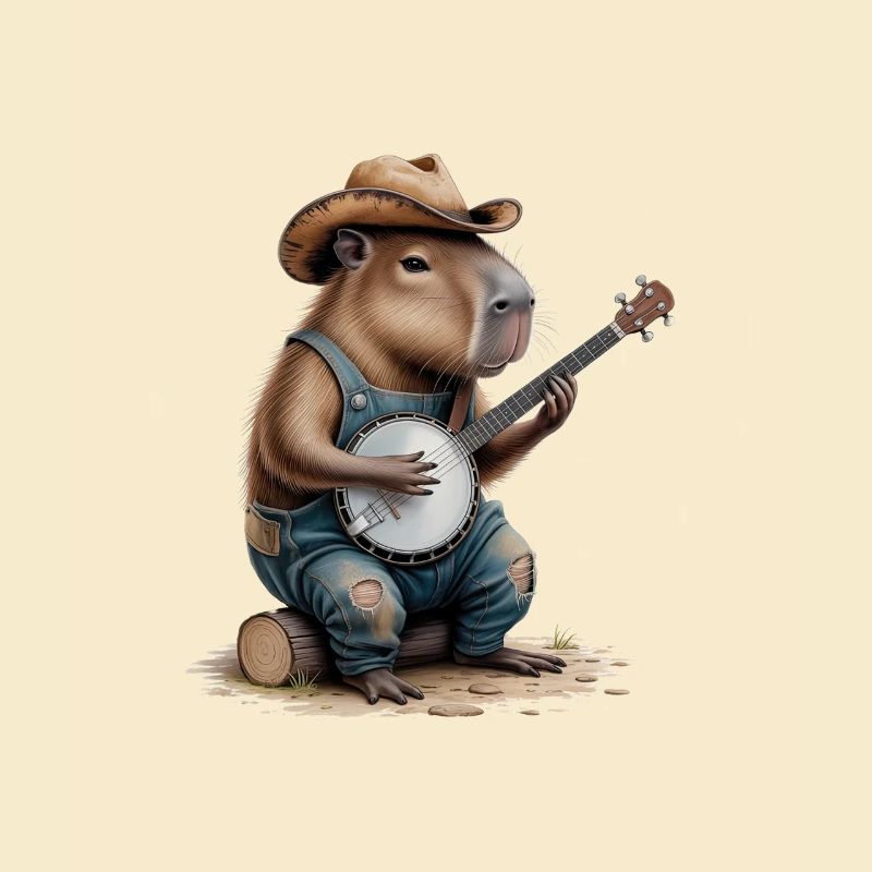 Cooles Capybara spielt Banjo