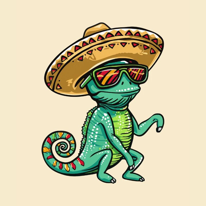 Caméléon Drôle Sombrero