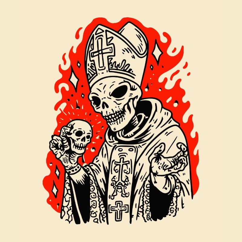 Spooky Alien Pope – Dark Halloween Skeleton