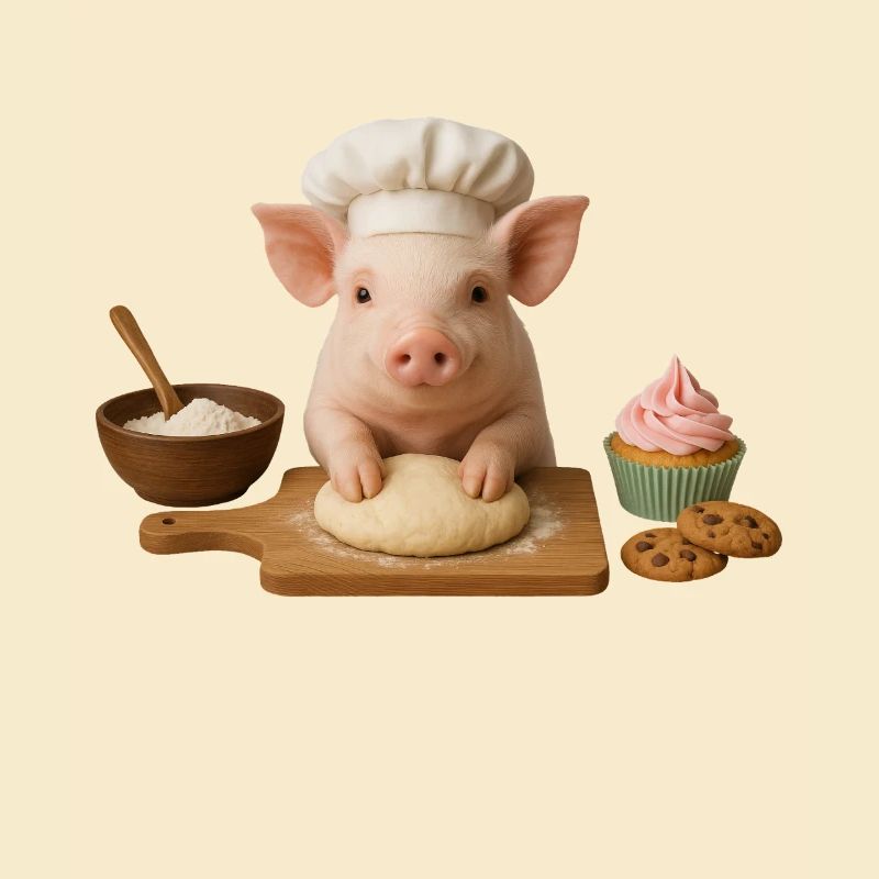 Pig Baking Cake Bread
