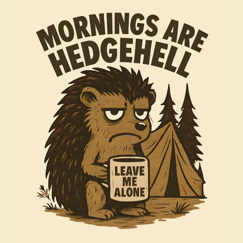 Igel mit Kaffeetasse