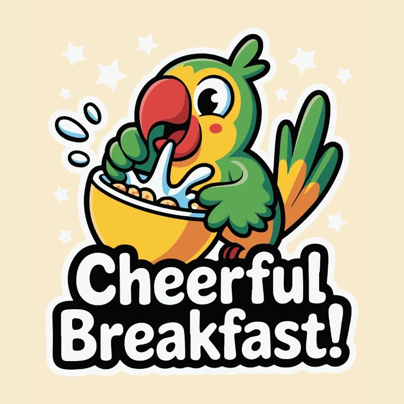 Perroquet dynamique avec un petit-déjeuner joyeux