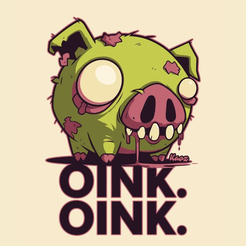 Conception de dessin animé de cochon zombie effrayant