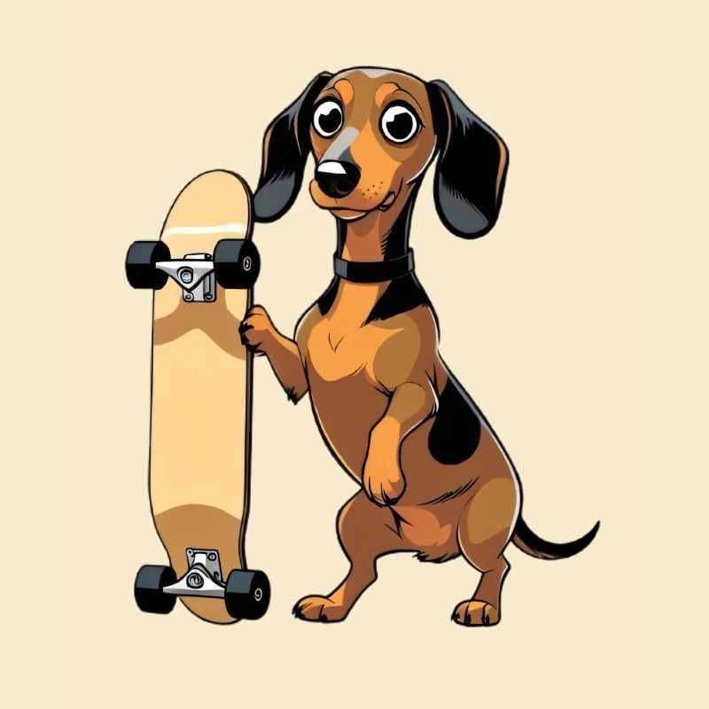 Dachshund with skateboard design