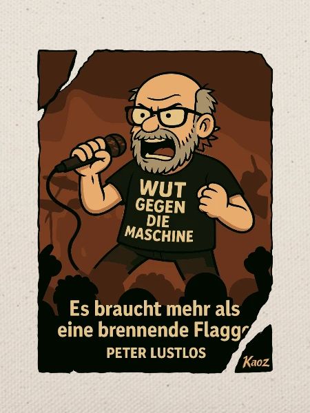 Protestierender Peter Lustlos mit Mikrofon