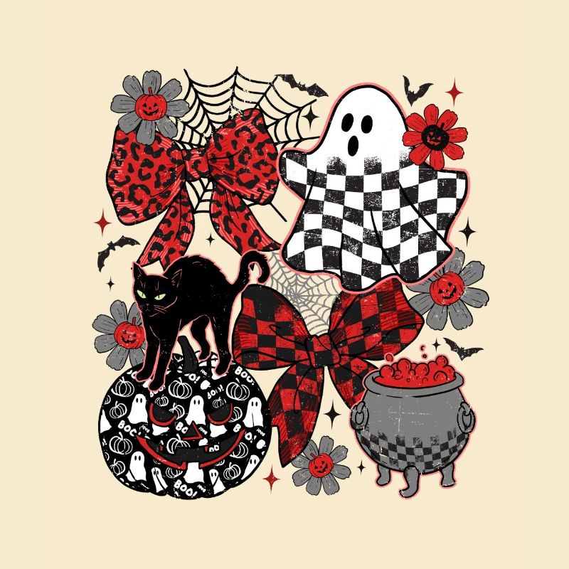 Halloween Design Geist schwarze Katze Gothic Gotik