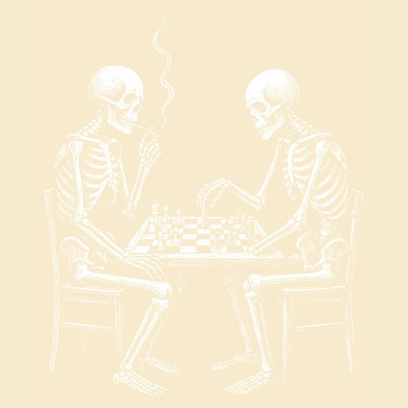 Skeletons Playing Chess Illustration