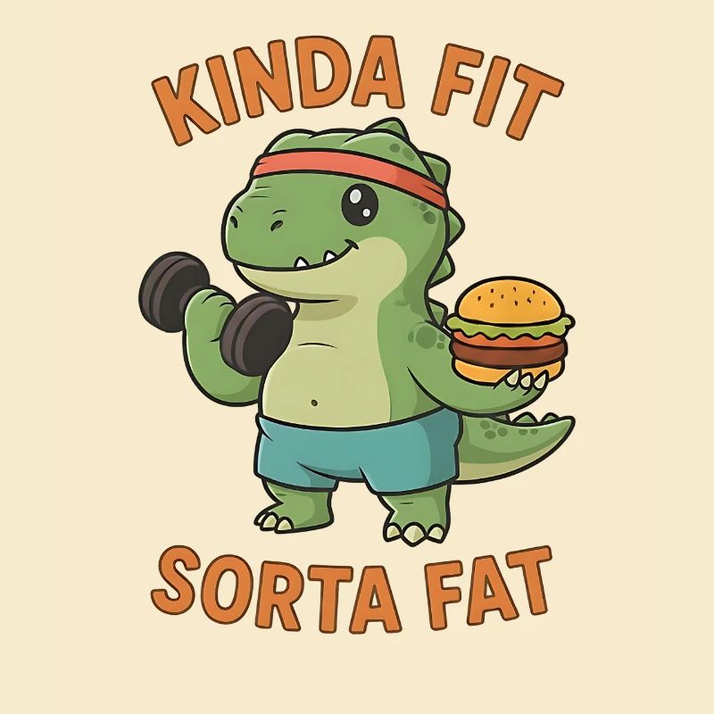 Kinda Fit Sorta Fat Funny Gym Cute Hippo Retro