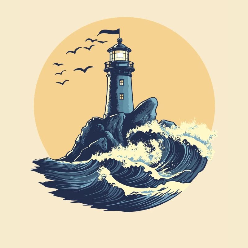 Phare sur une mer agitée
