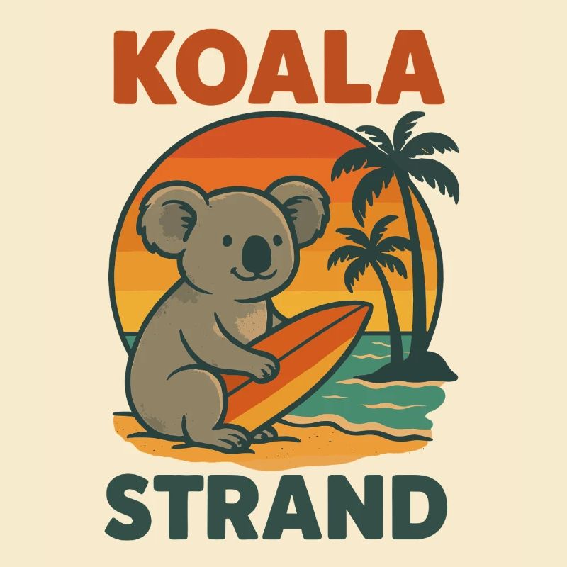 Koala Surfing Dimanche Vacances Plage Vacances Rétro