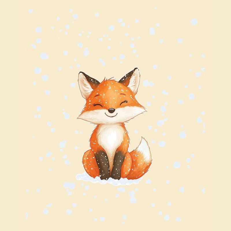 Fuchs mit Schneeflocken
