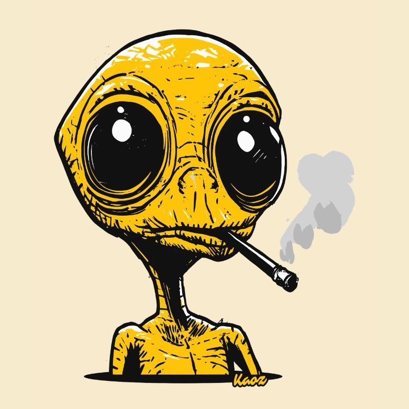 Alien with Cigarette Vintage Design