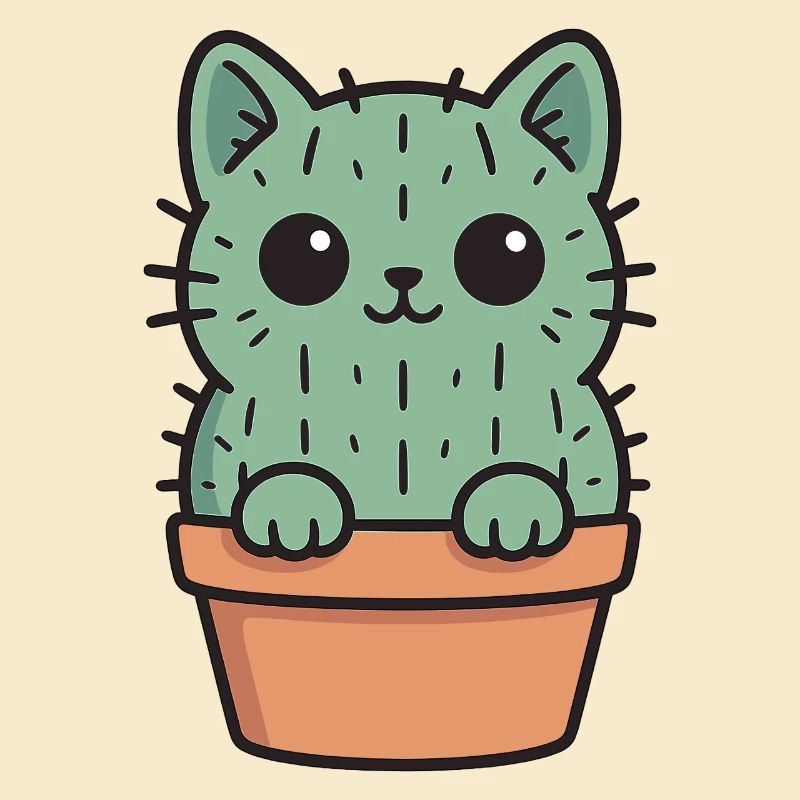Conception de chaton cactus mignon