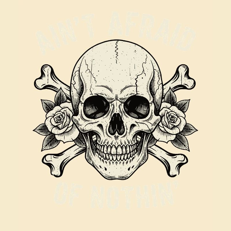 Skull mit Rosen und Slogans