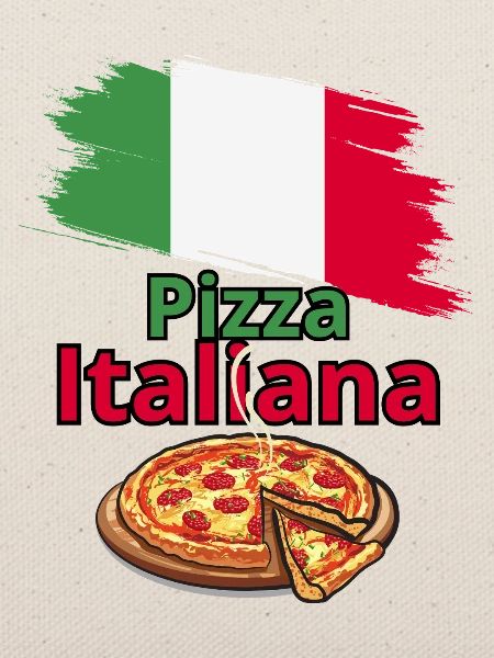 Italienisches Pizza Design mit Flagge