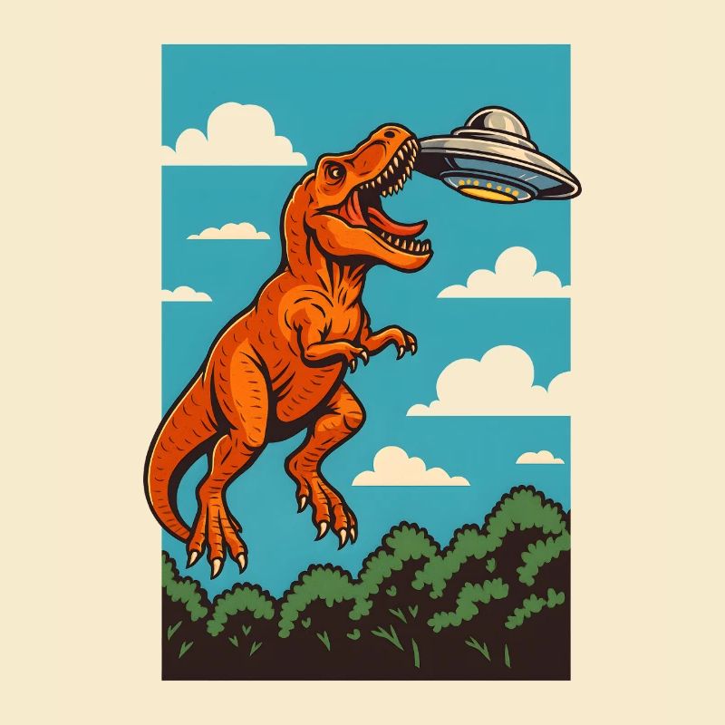 T Rex Catching Ufo Sky Encounter