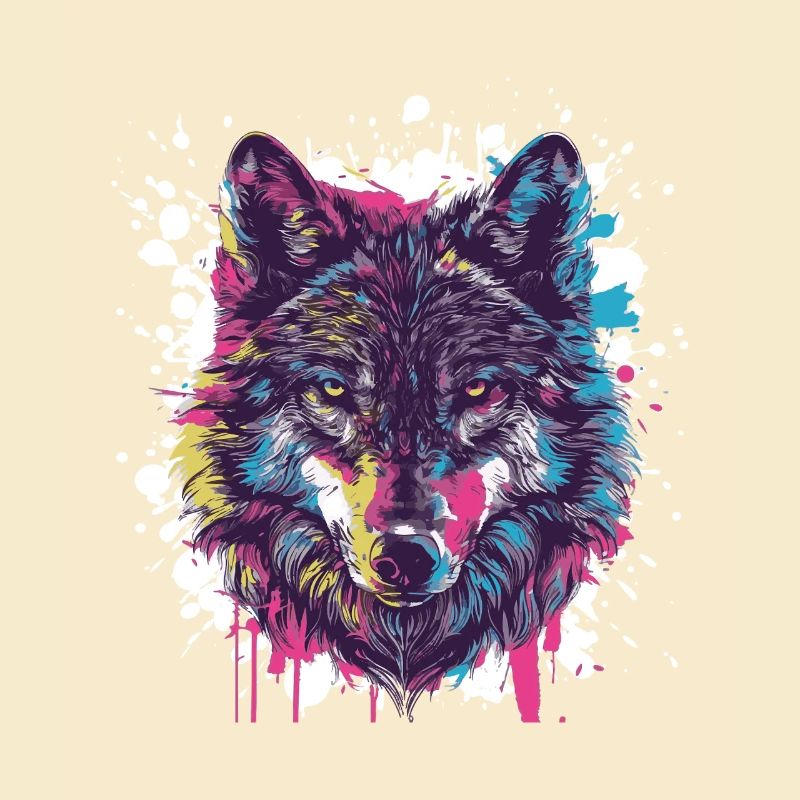 Wolf Tier Farbklecks