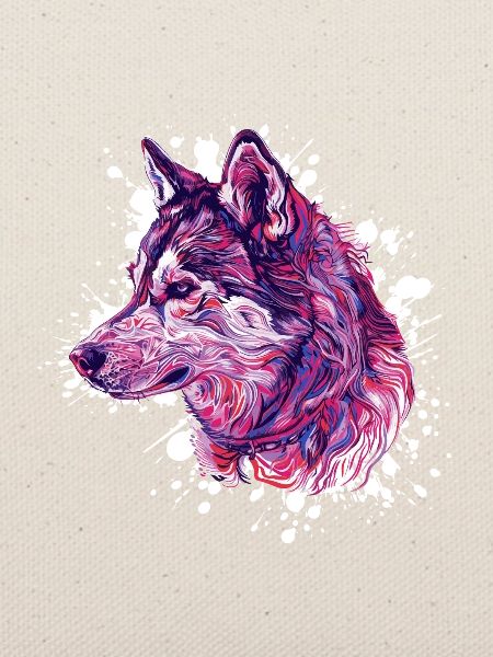 Aquarell-Wolf Neon-Palette