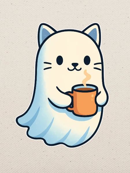 Kaffeegeist Katze mit Becher