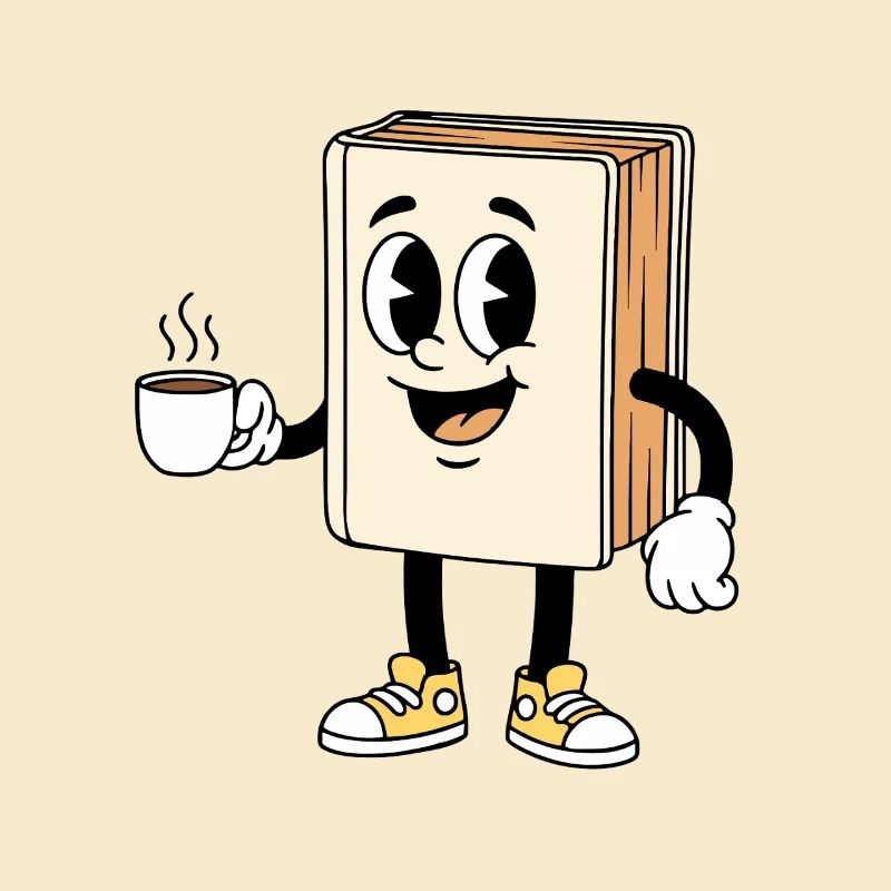 Cartoon Book Coffee Lover Reading