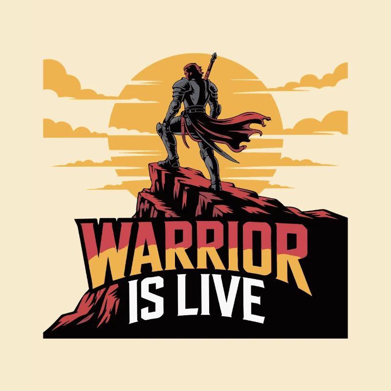 Warrior On Cliff Sunset