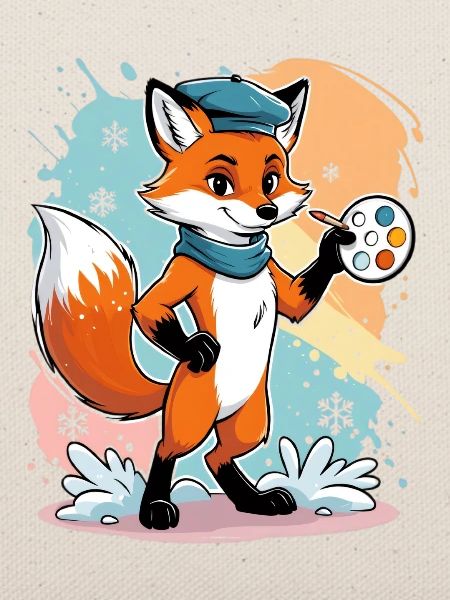 Fuchs Künstler mit Farbpalette