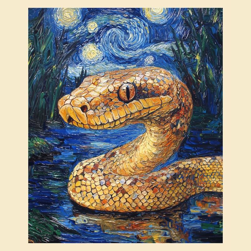 Snake Python Van Gogh Style Starry Night