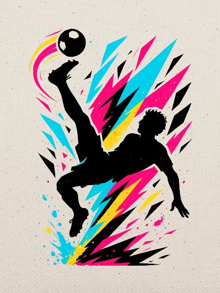Neon Fussball Spieler mit Ball