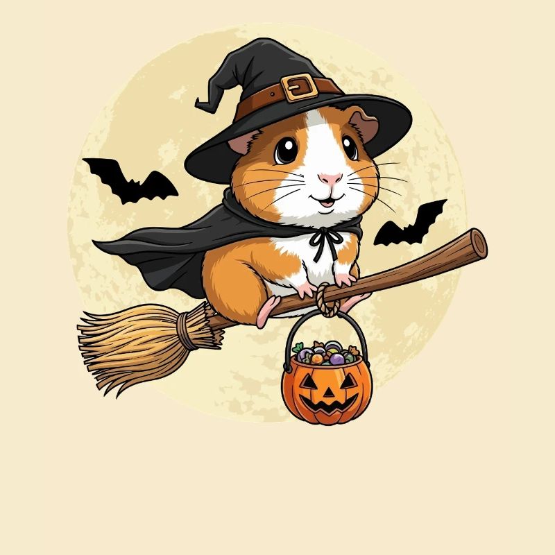 mignon cochon d’Inde sorcière Halloween