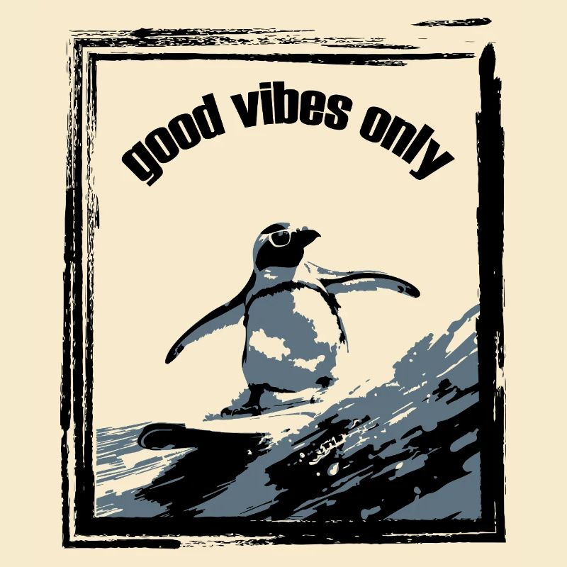 Pinguin Surfbrett Kunstdruck