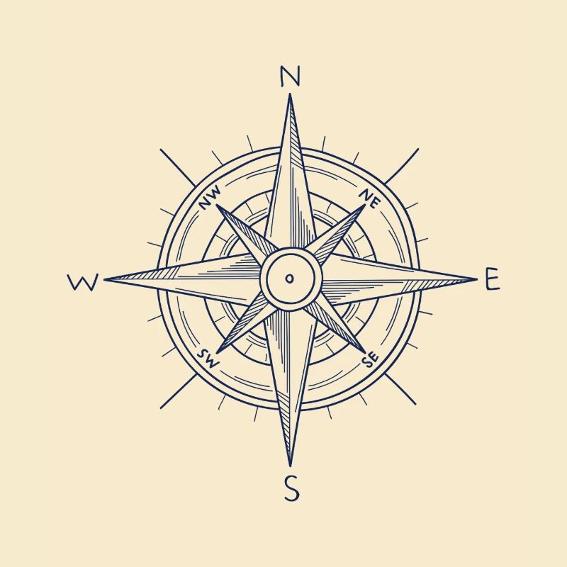 Nautic Design Blauer Kompass Nautisches Emblem