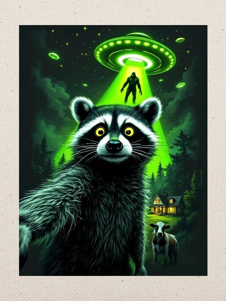 Waschbär UFO Überfall im Wald