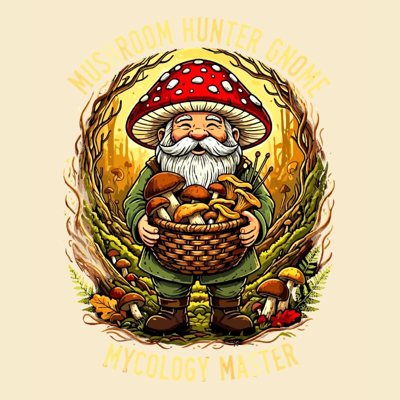 Mushroom Hunter Gnome | Mushroom Picker Mycology Master