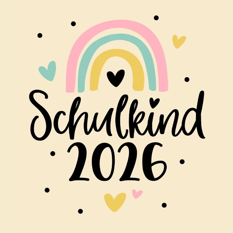 Schulkind 2026 Regenbogen Herz Einschulung