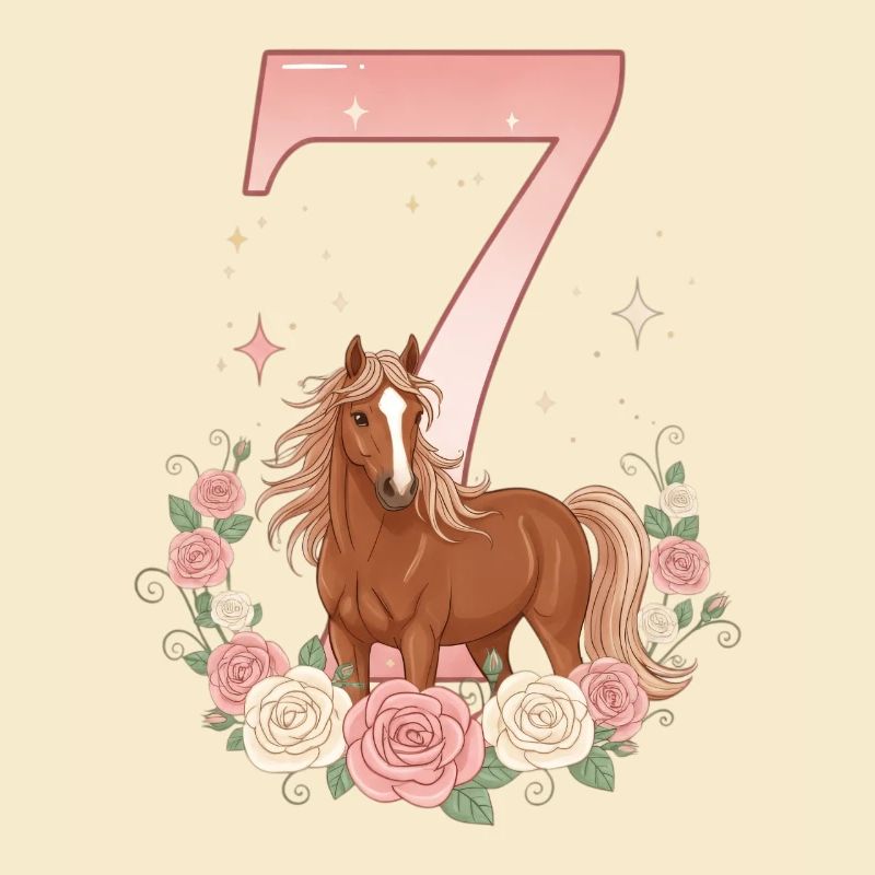 7. Geburtstag Mädchen, Pferd, Pony, 7 Jahre alt