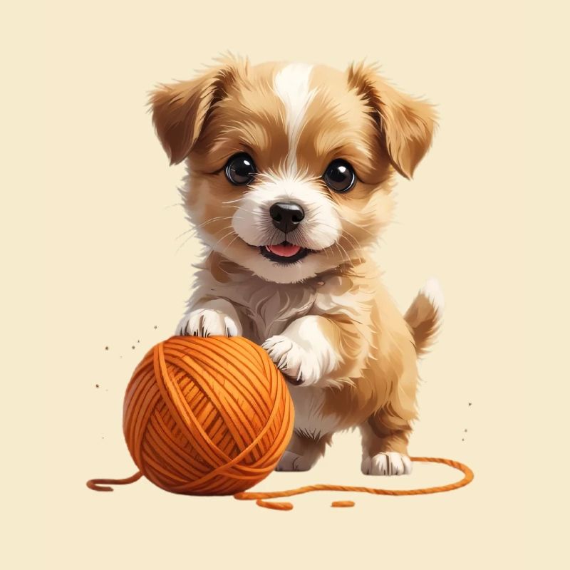 Kuschelhund mit Garnball