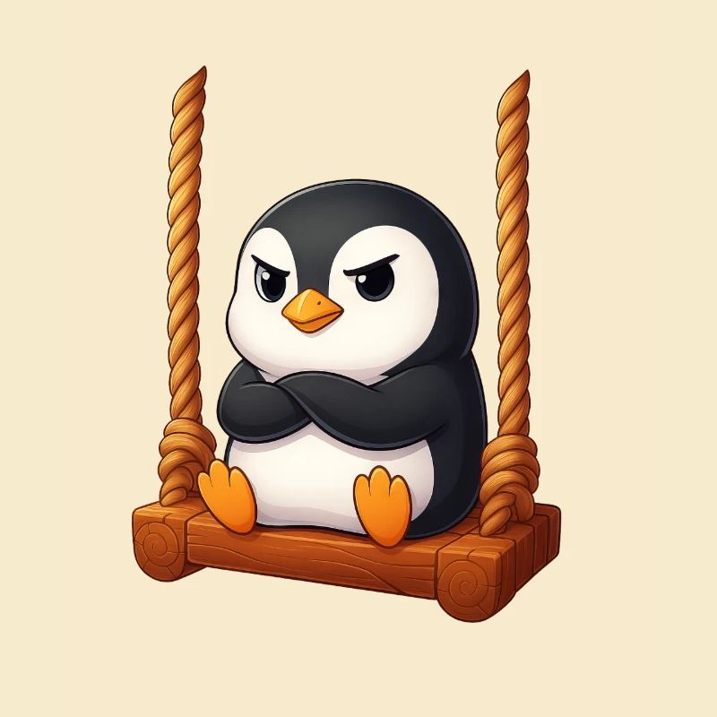 pingouin mignon sur balançoire terrain de jeu dessin animé